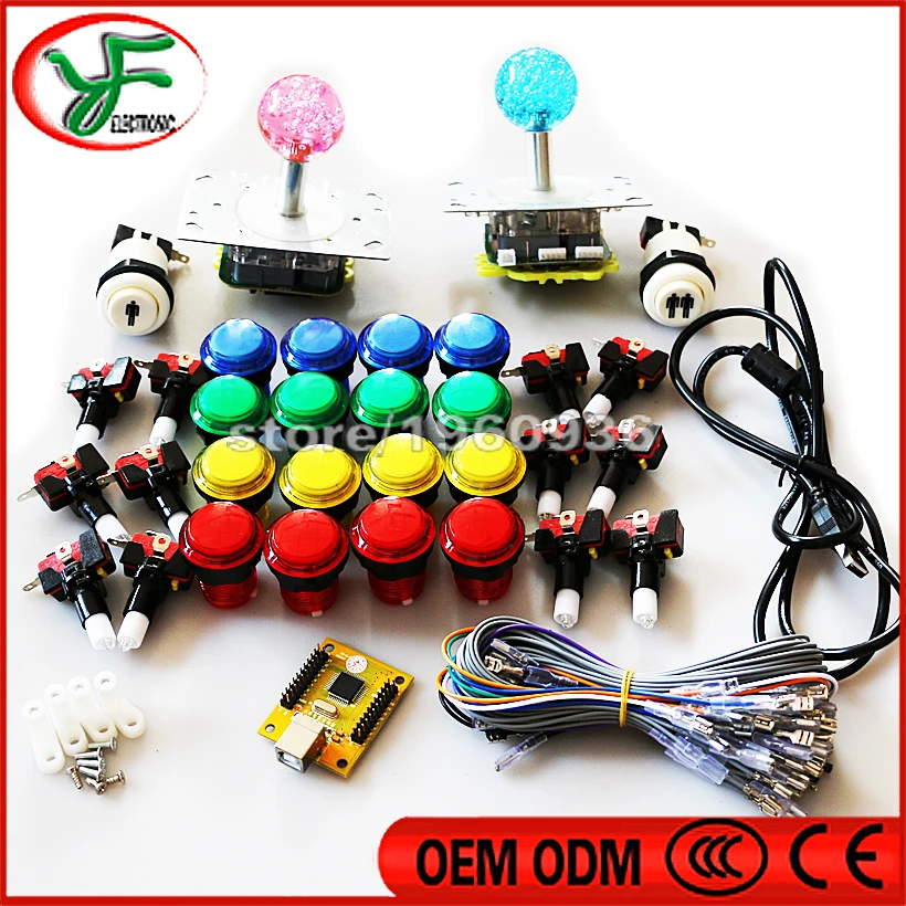 

Arcade mame DIY KIT FOR PC/PS3 2 players USB to jamma LED illuminated joystick 32mm push button with microswitch 1P 2P button