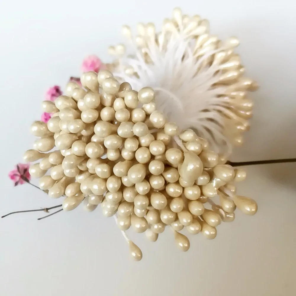 3mm 500 stücke Perle Blume Staubblatt Stempel Kuchen Dekoration Für DIY Doppel Köpfe Floral Staubblatt Für DIY Hochzeit dekoration – Detail 31