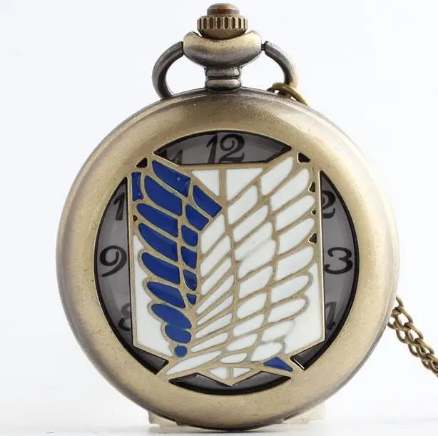 Unisex Unique Design Bronze Attack on Titan Wings of Liberty Clamshell Quartz Pocket Watch Watch Gift Regarder P2652