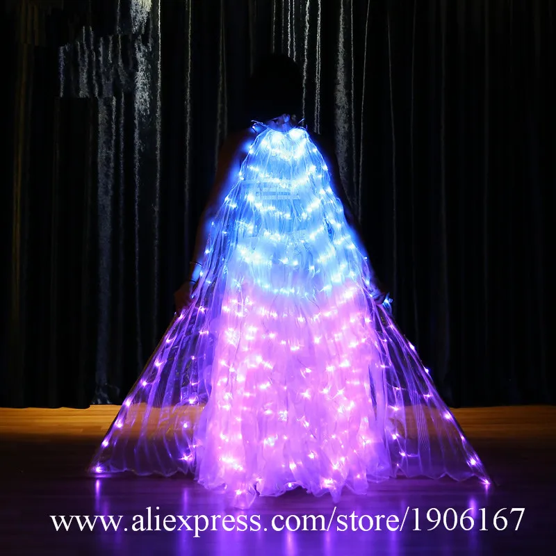 New Colorful Led Wings Dancing Belly Stage Performance Props Cloak Luminous Wings 360 Degrees Led Wings Costume Send Sticks Gift