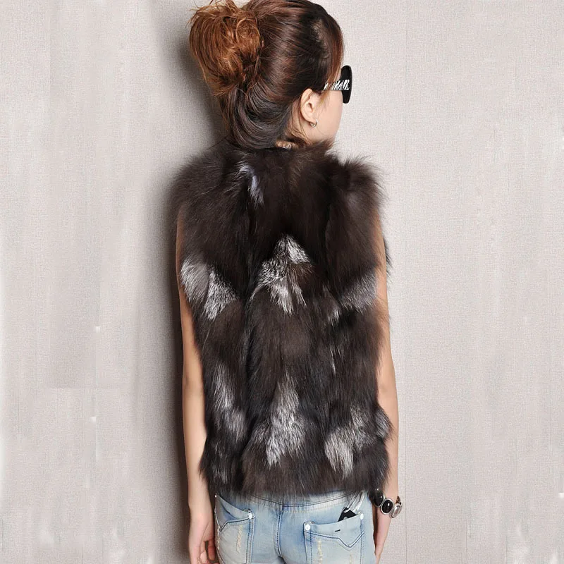 Fox Fur Gilet 2024 Real Fur Short Women Natural Winter Feminino Genuine fur vest Female Real short fur vest colete de inverno