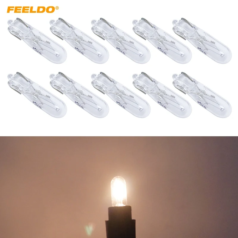 

FEELDO 100PcsCar T5 Wedge 12V 1.2W Halogen Bulb External Halogen Lamp Replacement Dashboard Bulb Light