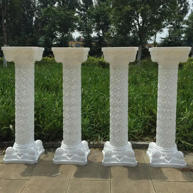 

European Style 88 CM Height White Upscale Plastic Hollow Roman Column Wedding Decoration Pillars Welcome Area Props Supplies