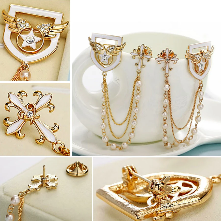 Lovely Cross Angel Wings Brooch Pins Men Badge Fashion Jewelry Pearls Chains Brooches for Women Girl Accessories Friendship Gift image 5