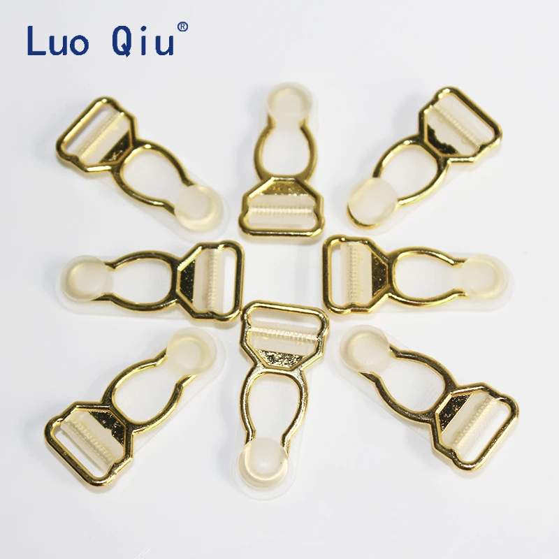 Garter clips metal clip Clothing accessories Sewing Supplies Gold Metal+Transparent PP suspender clips 100 pcs/lot 1.2cm Luo Qiu