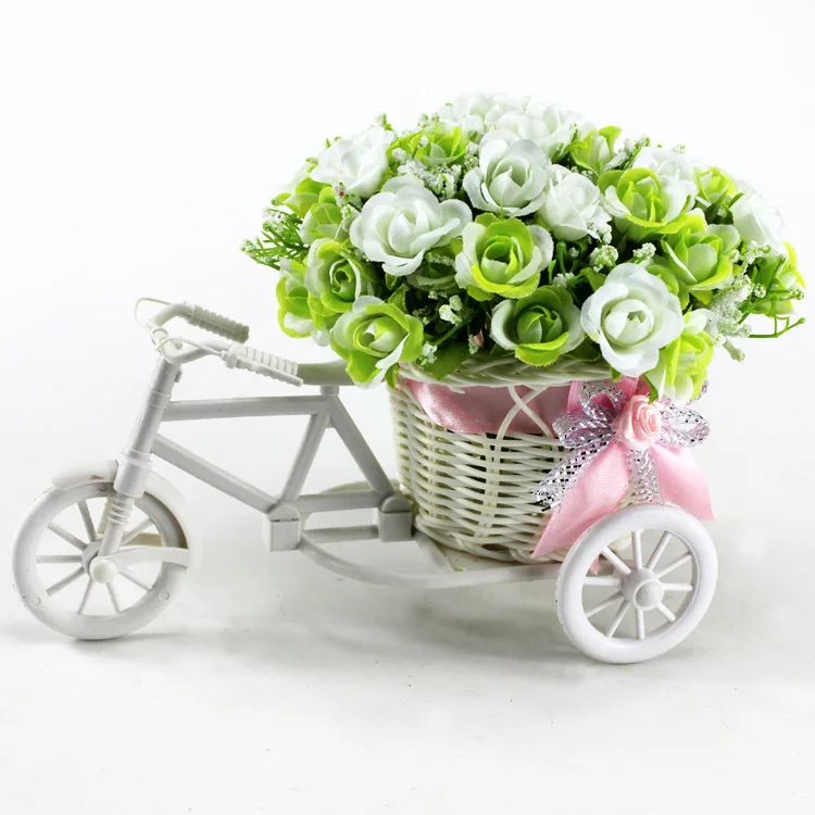 White Tricycle Bike Design Flower Basket Storage Container Party Wedding