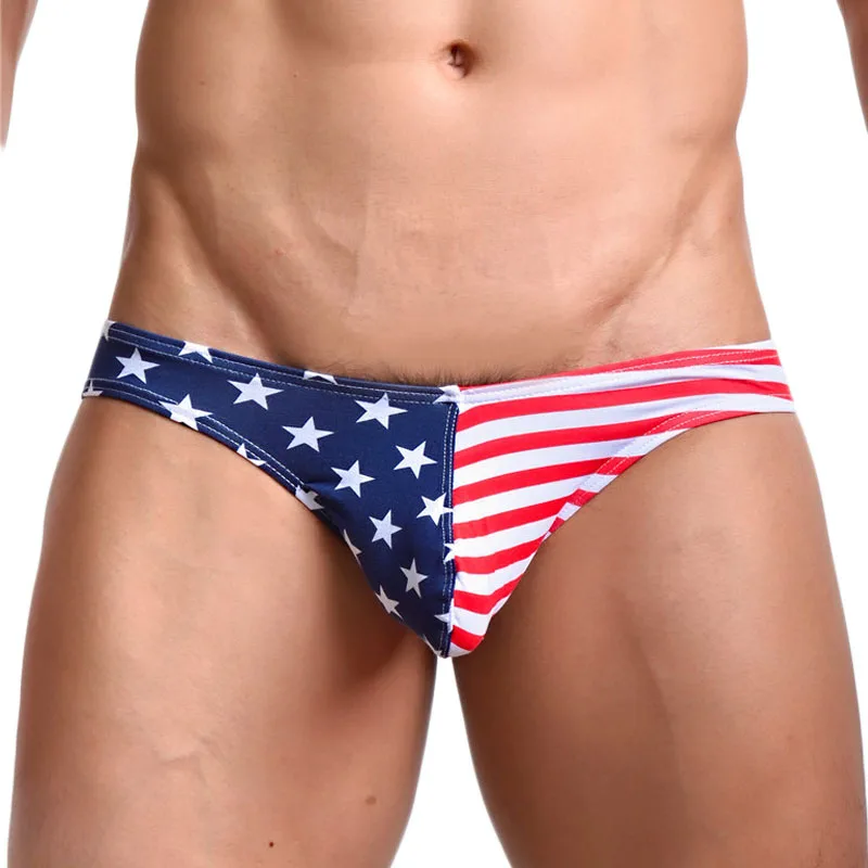 Sexy Homosexuell Unterwäsche Männer Slips Shorts USA Flagge Gedruckt Baumwolle Pouch Low-taille Slips Männlichen Unterhose calzoncillos Briefs