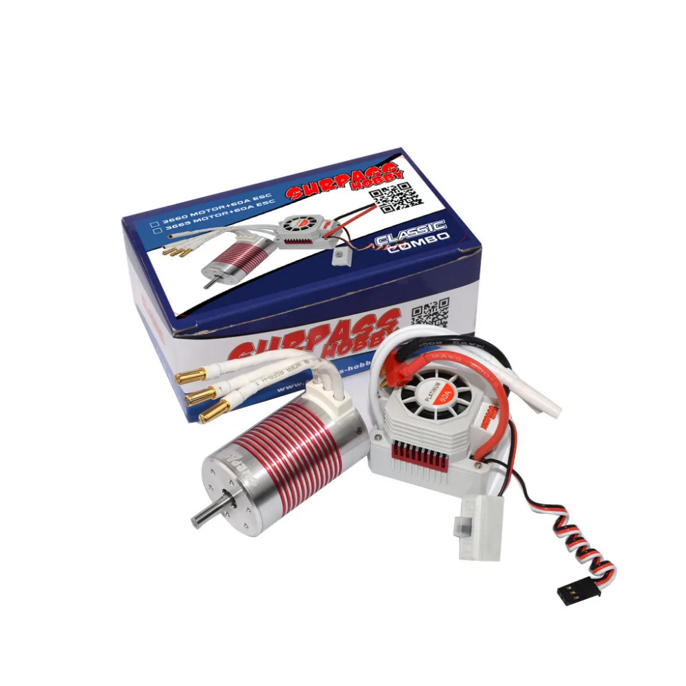 Platinum Waterproof 3660 4300/3800/3300/2600 KV Brushless Motor with 60A ESC Kit for 1/10 RC Car Truck Toy