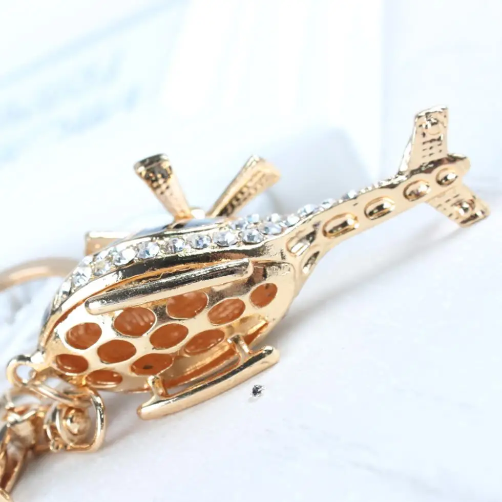 Mini Plane Helicopter Charm Pendant Lovely Crystal Purse Bag Car Keyring Key Chain Jewelry friend Gift