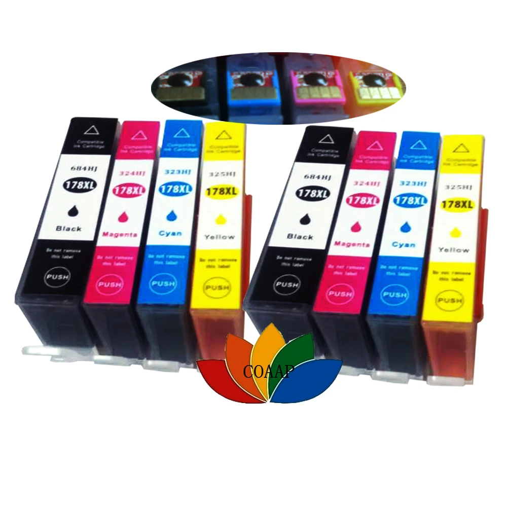 8 Compatible 178 ink cartridges for hp178 hp 178xl for Photosmart 6510 6512 6515 6520 Printer