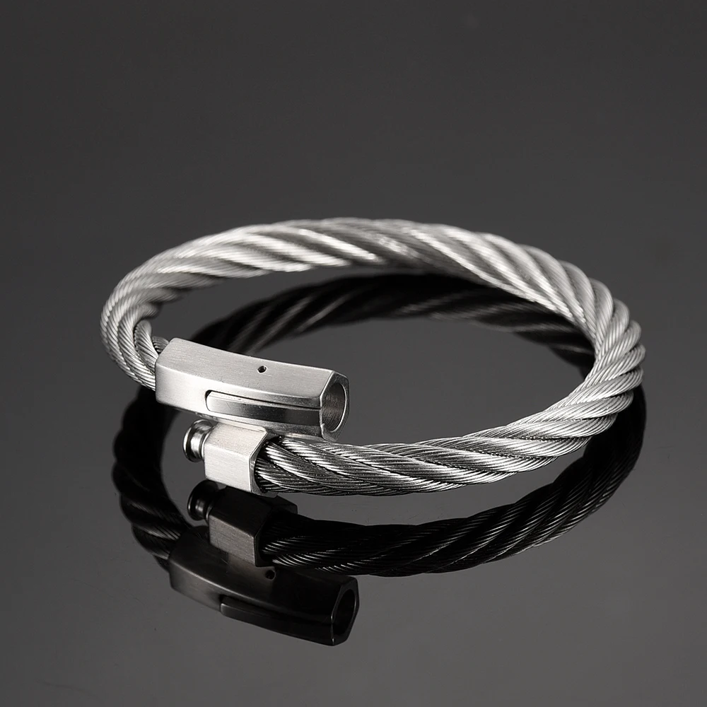 IJB0529 4 Colors Fashion Stainless Steel Triple Many Stackable Cable Wire Twisted Bangle Bracelets Cheap Sale