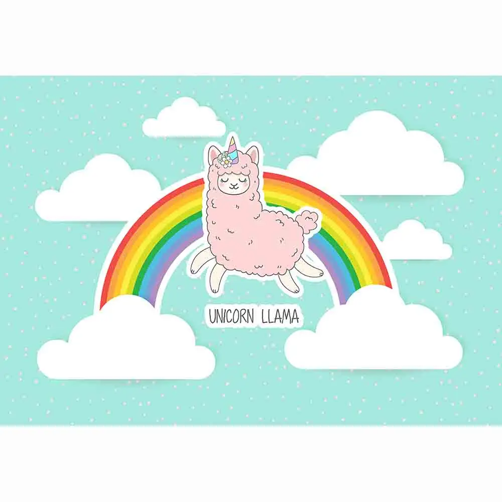 Allenjoy photophone backgrounds rainbow sky cartoon clouds pink dots cute sheep baby unicorn party wall-paper photocall backdrop