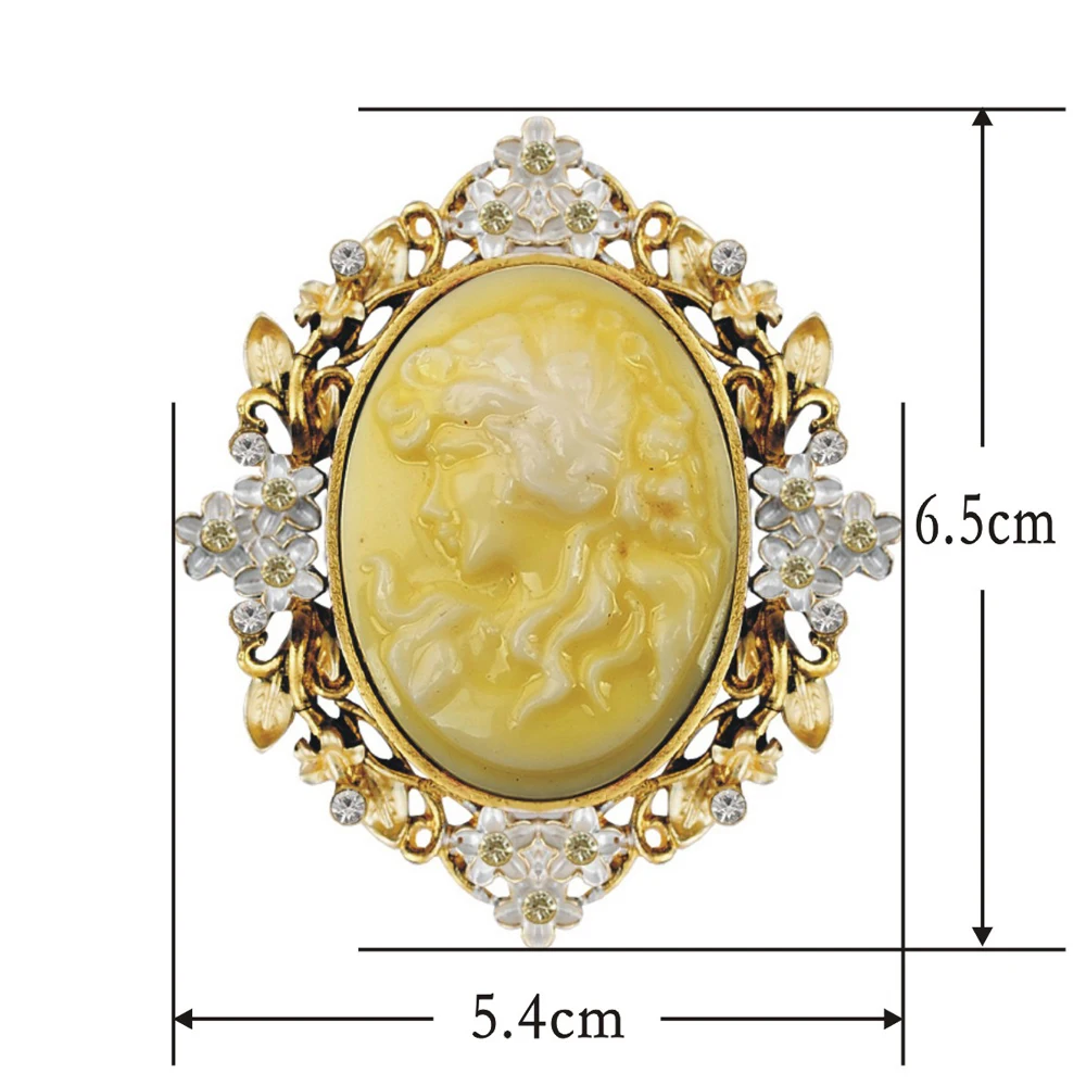 Beauty Head Brooches Classic Retro Style Yellow Head Beauty Accessories Beauty Queen Head Resin Brooch