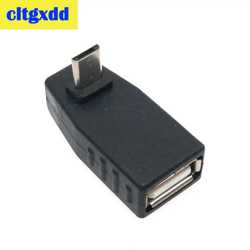 cltgxdd USB Female to Micro USB Male 90 Degree Down right Angle Left Angle UP OTG Adapter For Mobile phone MP3 Black Connector