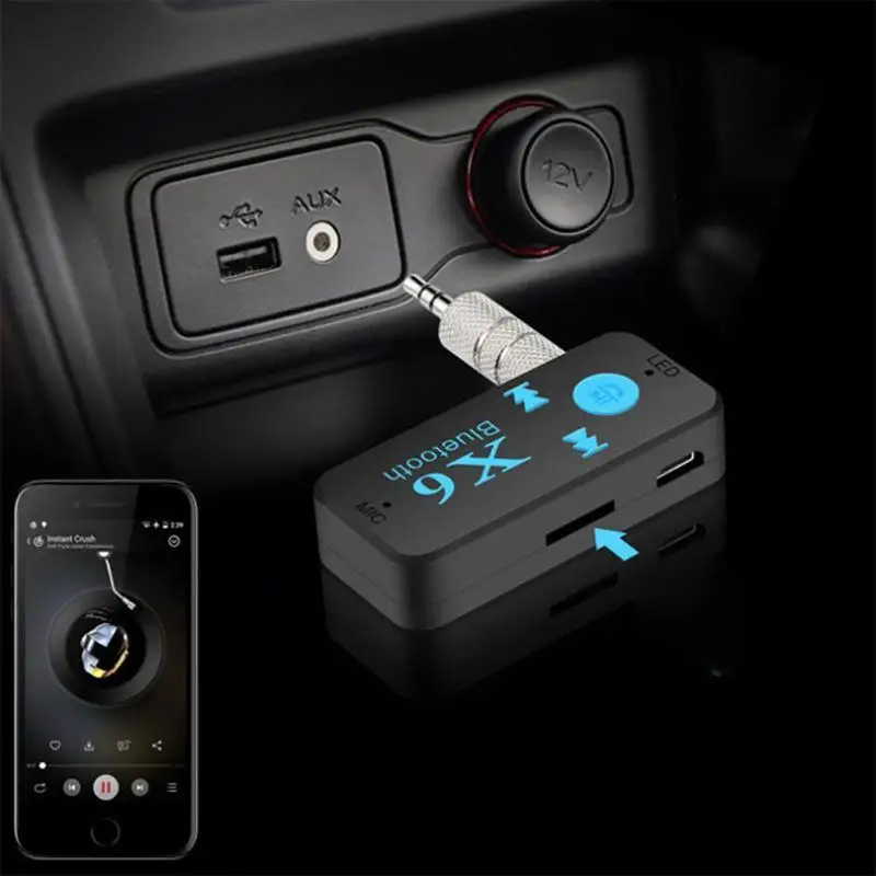 VAORLO-Kit de receptores AUX Bluetooth para coche, adaptador inalámbrico de música con micrófono, A2DP, 3,5mm, Audio estéreo, receptor Bluetooth para teléfonos de coche