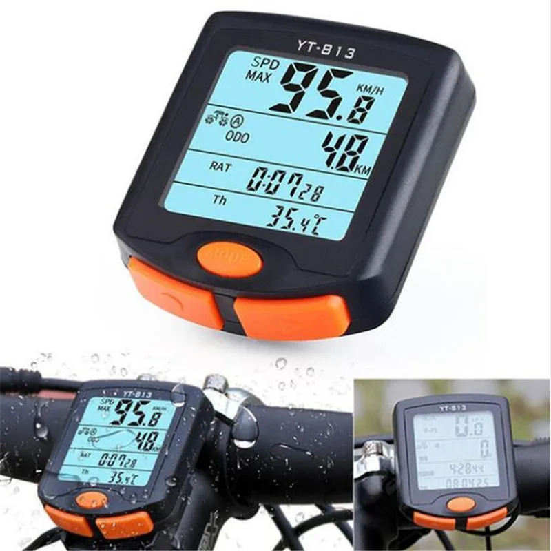 BOGEER YT-813 Waterproof Bicycle Computer Wireless  MTB Bike Cycling Odometer Stopwatch Speedometer Watch LED Digital Rate