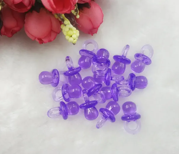 100Pcs Mini Pacifiers Baby Shower Favor Clear  Purple Girl  Decor Party Decorations