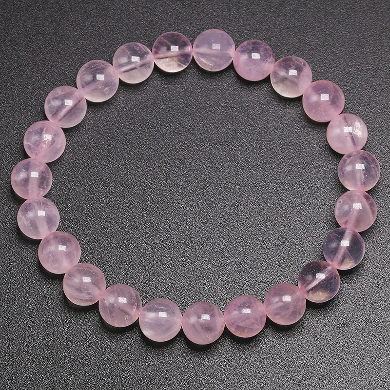 Natural Smooth Rose Quartz Energy Natural Stone Strench Bracelet Elastic Fine Jewelry Beads Lovers Women Handmade Gift