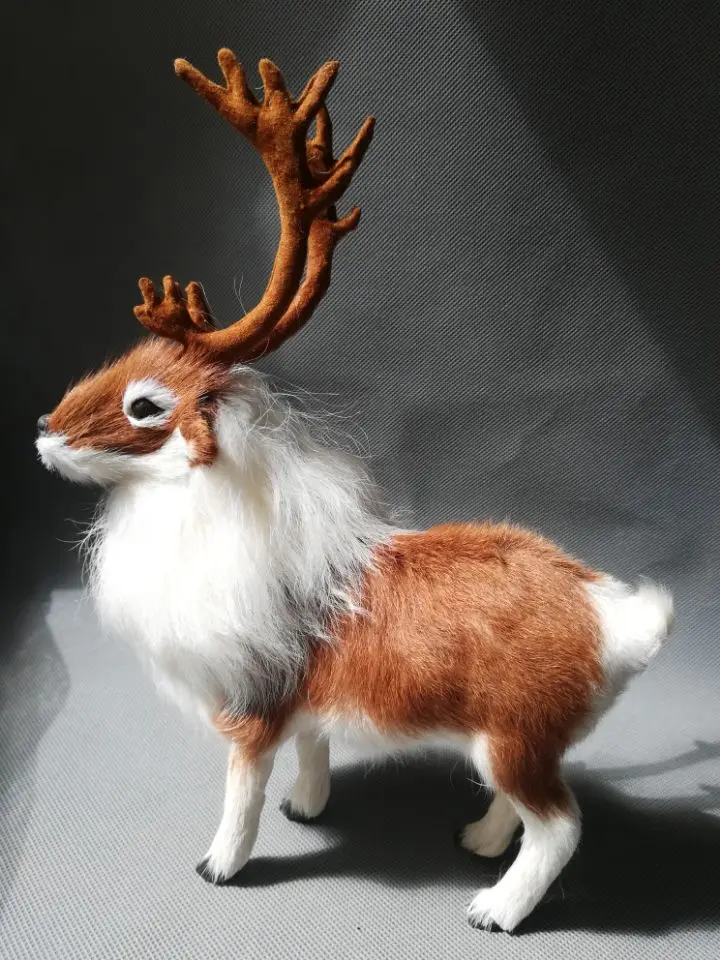 real life toy lovely reindeer 22x27cm polyethylene& furs standing christmas deer model home decoration props,toy gift d0101