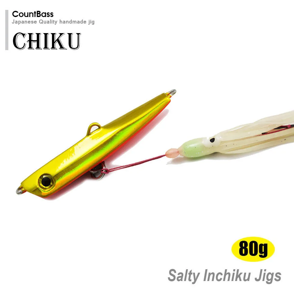 

COUNTBASS 80g 2.8oz Japanese Style Inchiku Jigs with Octopus Assist Hook, Bottom Ship Snapper Fishing Lure