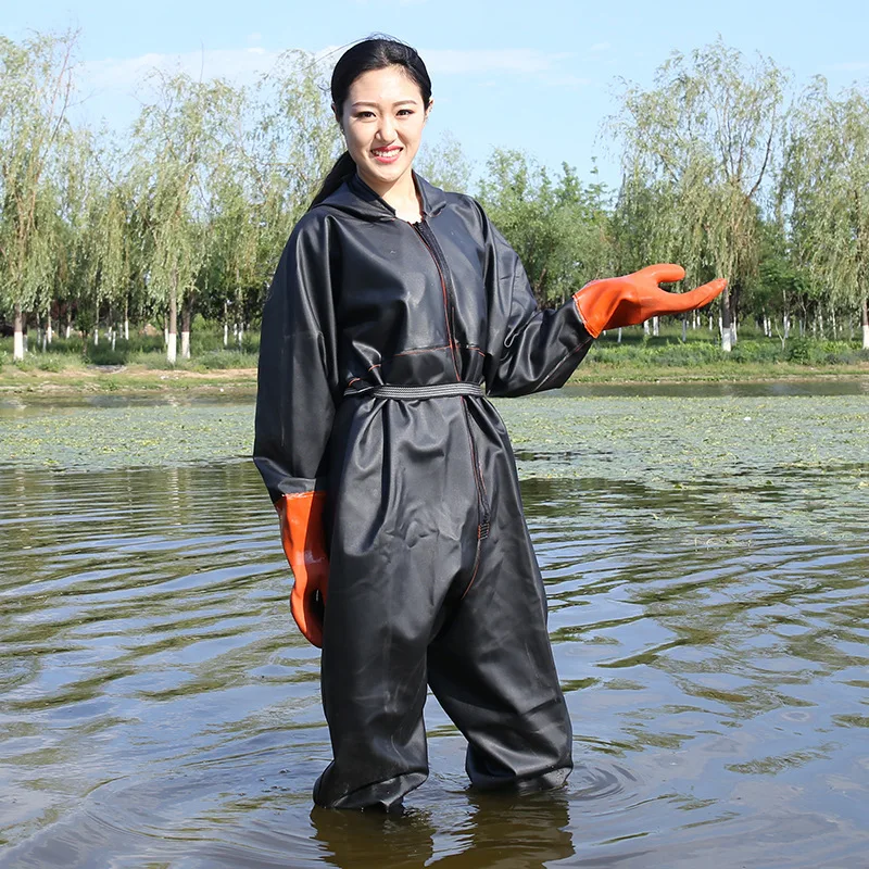 Pantaloni impermeabili per trampolieri da pesca per tutto il corpo stivali antiscivolo con cappuccio pantaloni da trampoliere per razza all\'aperto