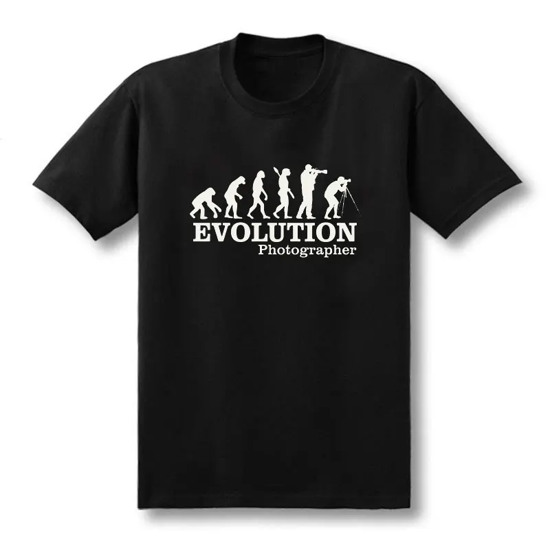 New Summer Photographer Evolution Men T-shirt Funny Cameraman Men Cotton Short Sleeve T Shirts Photography Tees