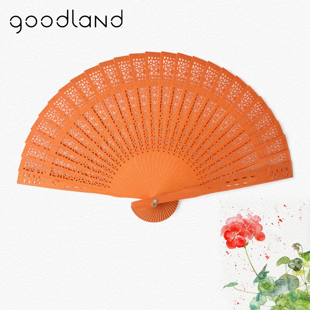 Free Shipping 50pcs Gift Bags Japanese Chinese Handmade Wooden Carved Plain Dyed Fan Wedding Decorations Party supplies