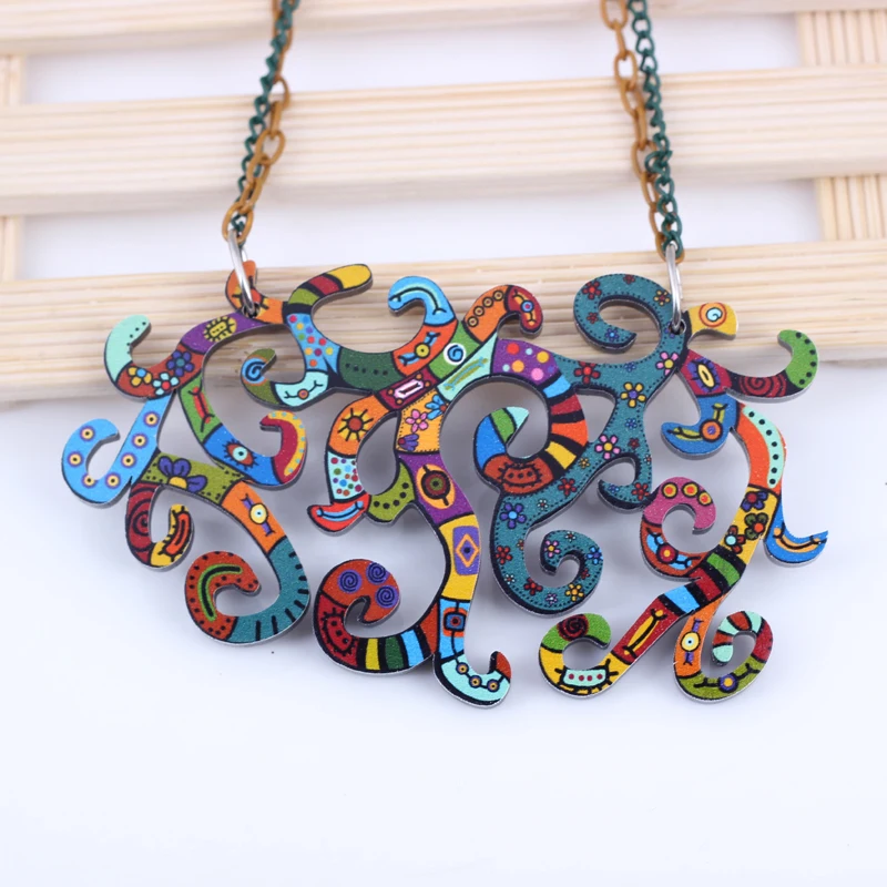 Bonsny Wholesale colorful face new 2014 lovely cute & pendant fashion girls acrylic necklace & pendant for woman Free shipping