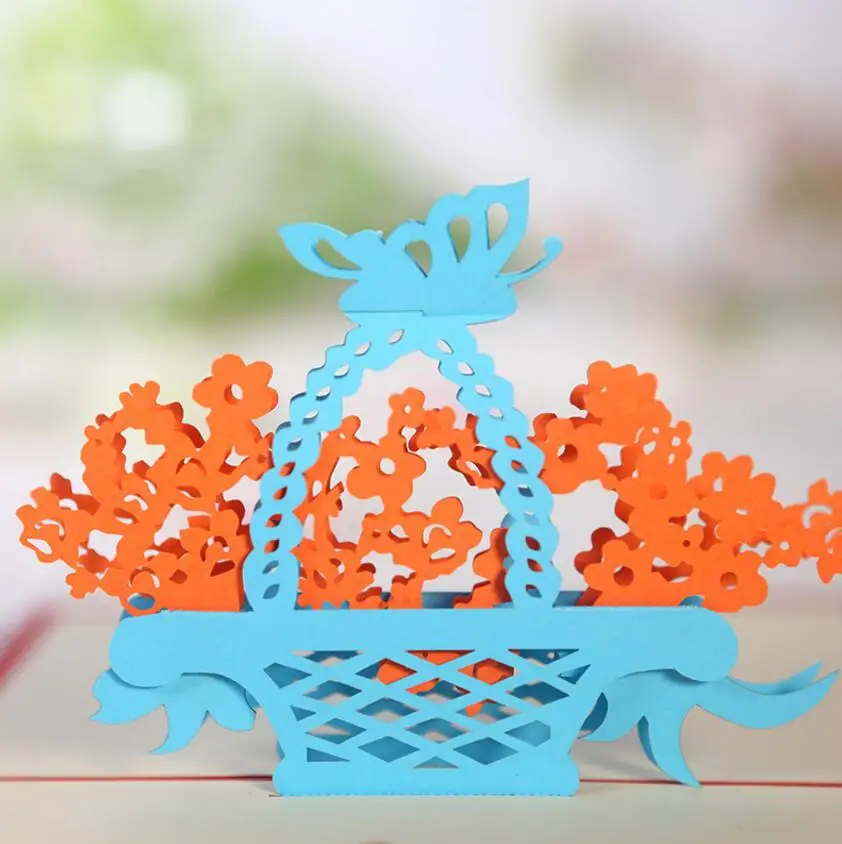 10pcs 3D Creative Butterfly Basket Handmade Kirigami Origami Wedding Party Invitation Cards Greeding Birthday Postcard