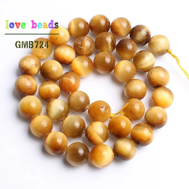 A++Natural Stone Beads Yellow Tiger Eye Round Loose Beads For Jewelry Making 15inch Pick Size 6.8.10.12mm -F00126