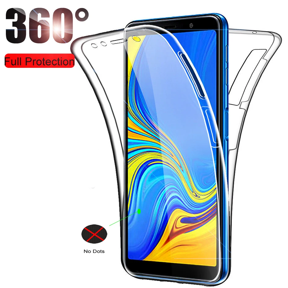 Luxury 360 Full Cover Silicone Phone Case For Samsung Galaxy A7 2018 S8 S9 S10 Plus A50 A30 S10e M10 M20 Transparent TPU PC Case