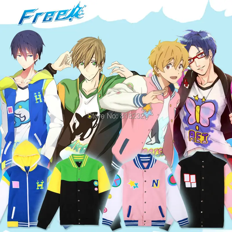 Free! Iwatobi Swim Club Haruka Nanase Nagisa Hazuki Makoto Tachibana Rin Matsuoka Hoodie Jackets Coats Outwear Cosplay Costumes