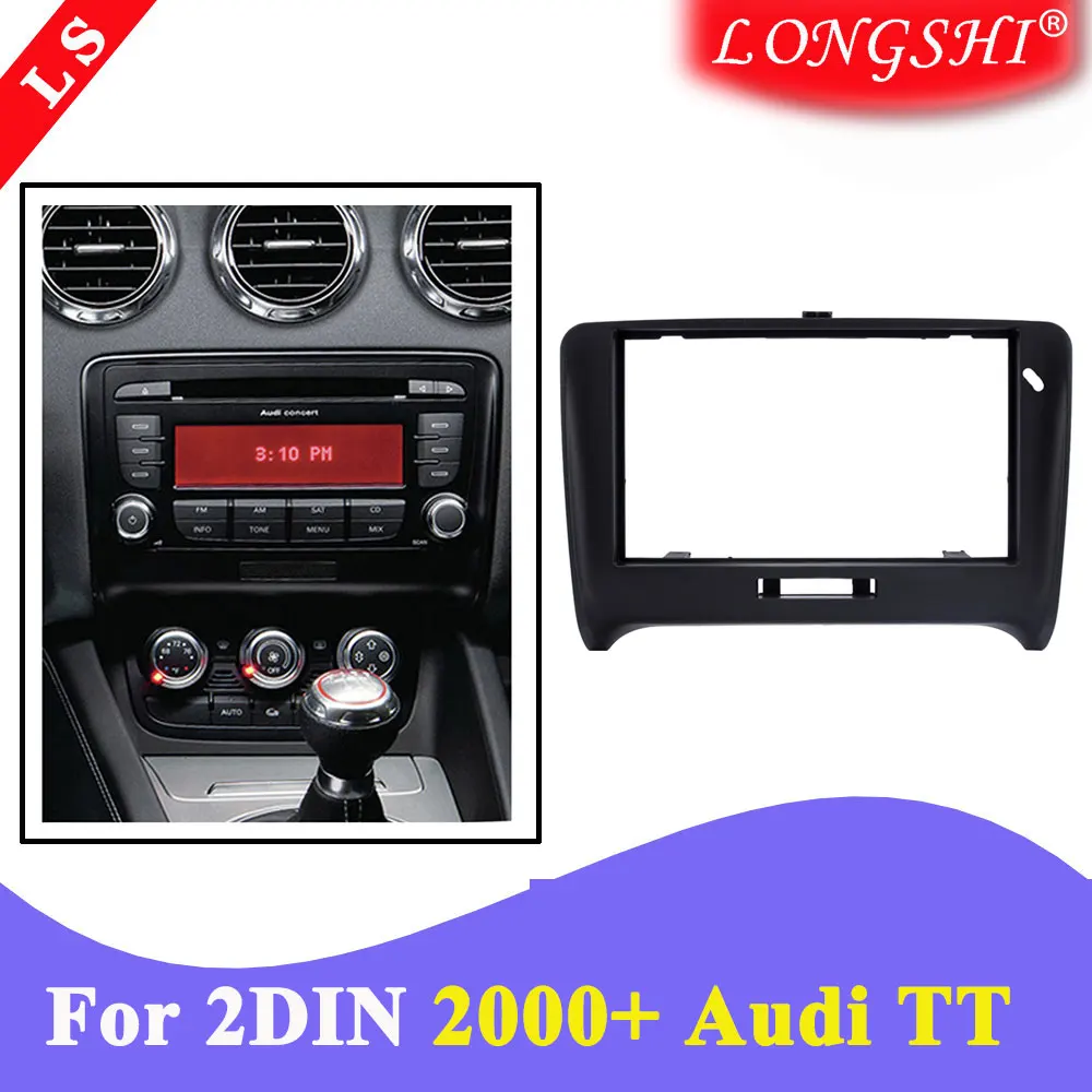 

LONGSHI 2DIN Panel Kit Fitting Frame Car Radio Fascia for 2000 2001 2002 2003 2004 2005-2011 Audi TT Stereo Dash Trim Double DIN