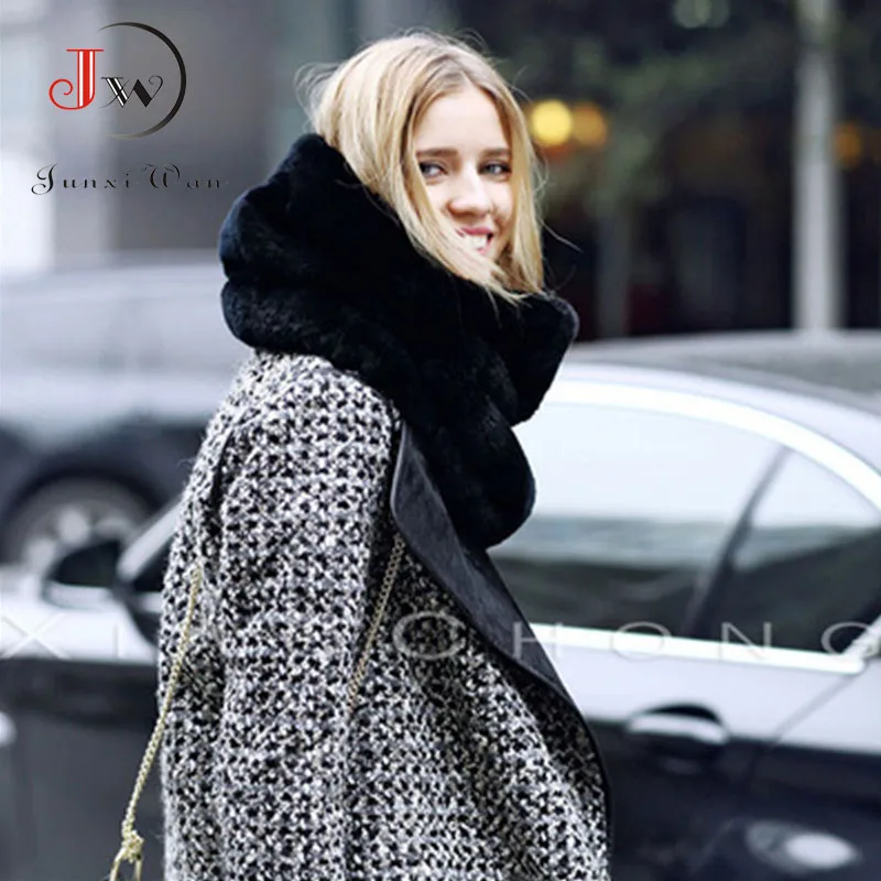 Rabbit Fur Winter Scarf Women Faux Fur Collar Ring Scarves Lady Pashmina Wraps Shawls Winter Bandana foulard Cashmere