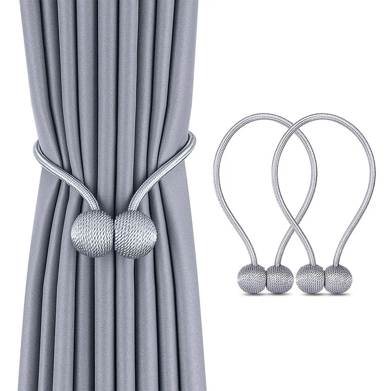 8 Color Magnetic Pearl Ball Curtain Tiebacks Tie Backs Holdbacks Buckle Clips Curtain Rods Holder Room Accessories