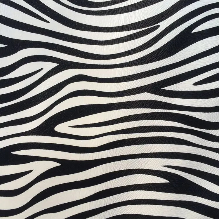 Black And White Zebra Skin Printed Imitate Animal Synthetic Pu Leather Materials