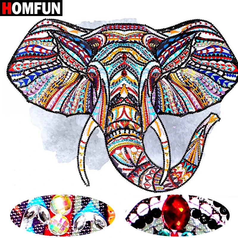 

HOMFUN Special Shaped Diamond Embroidery Animal Elephant 5D Diamond Painting Cross Stitch gift Home Decor Painting 40x30cm