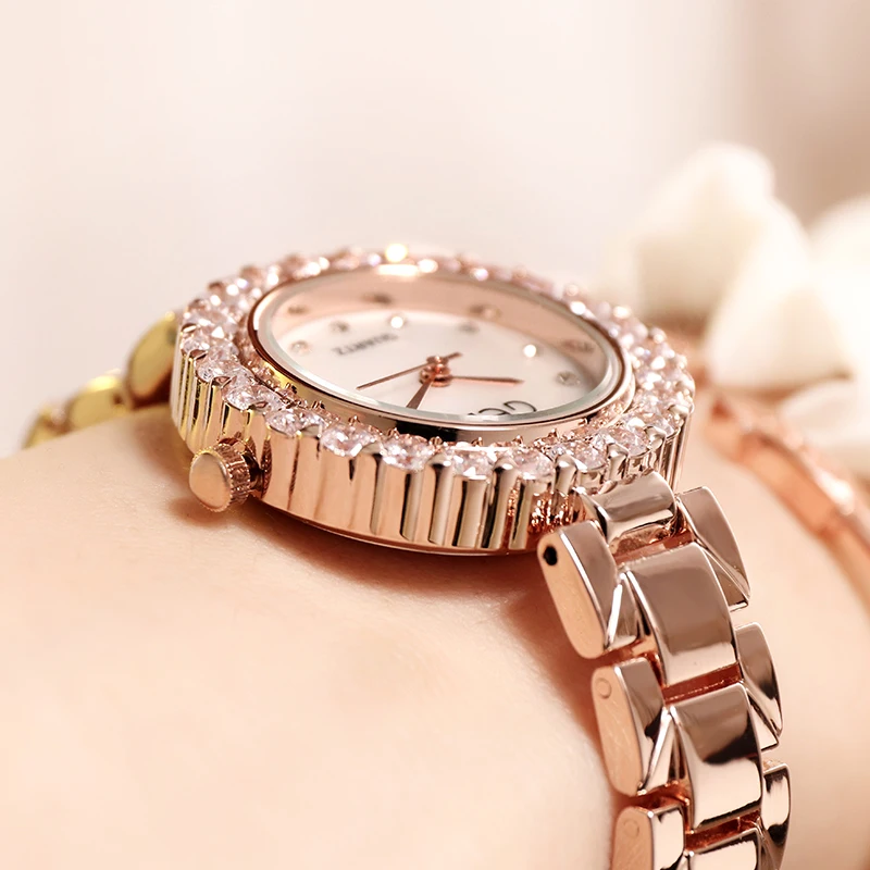 GEDI di Lusso Del Quarzo Strass Manopola Rotonda Orologi Da Polso Delle Signore 2019 delle Nuove Donne Della Vigilanza Rosegold Donne Orologio Top di Marca reloj mujer