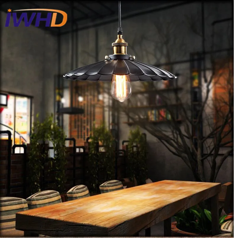 IWHD Nordiac Vintage Industrial Pendant Lamp Creative Umbrella Shape Iron Antique Pendant Lights Retro Loft Edison Blub Lamps