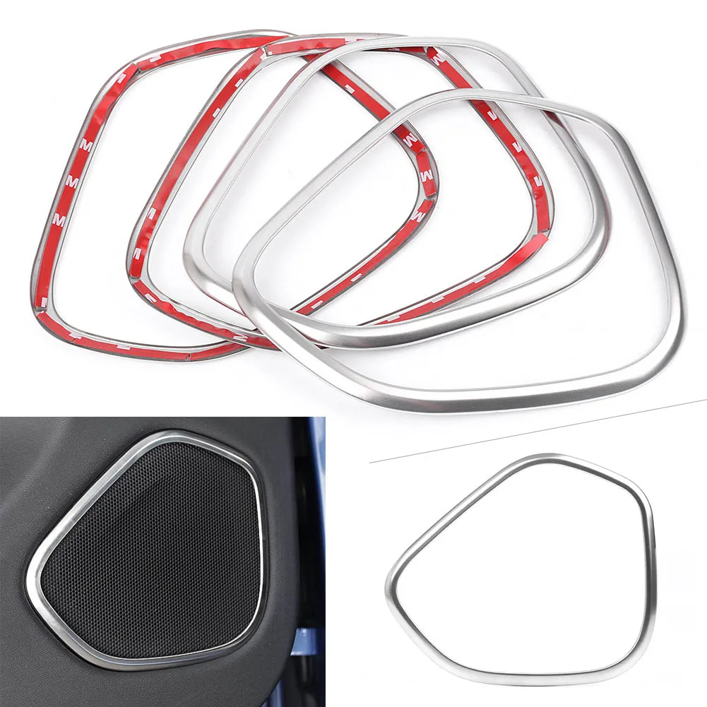 

Car Steel Interior Car Door Speaker Cover Trims For Volvo XC60 2018 4pcs Silver Accessories