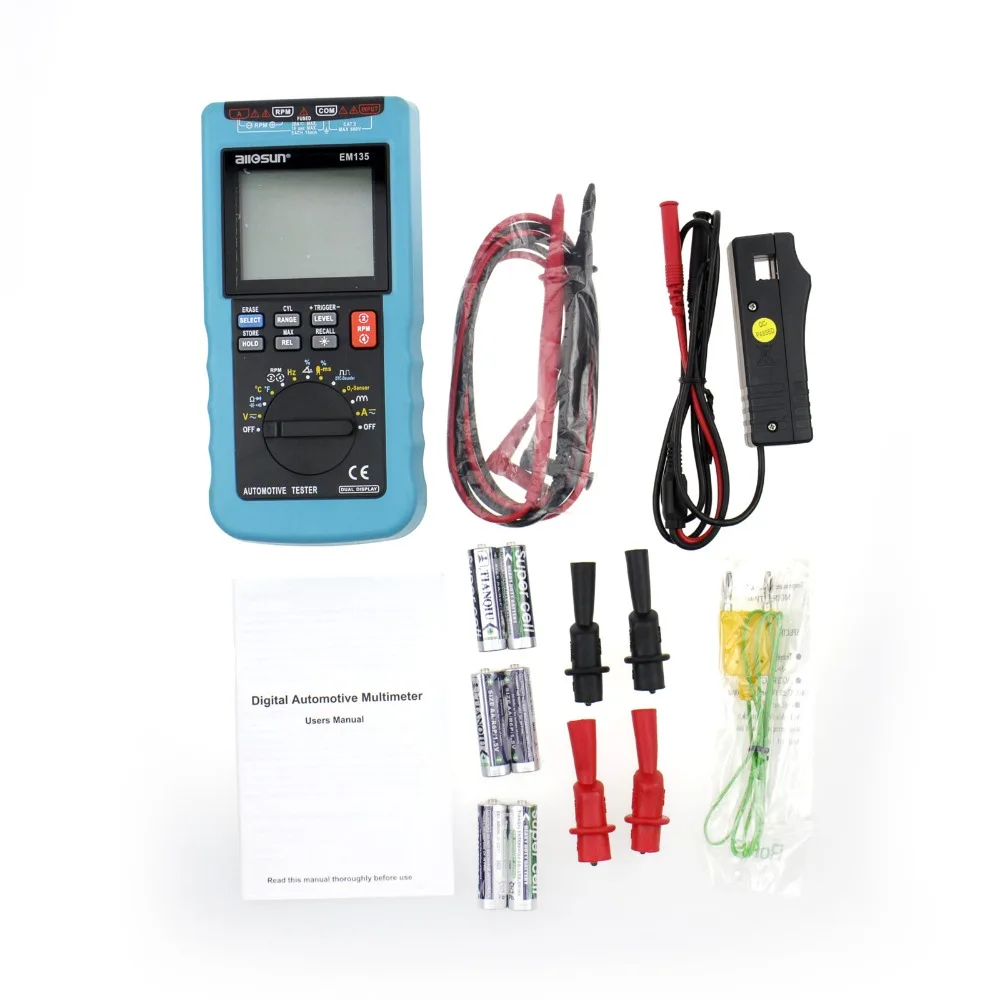 all-sun EM135 Modern Digital Automotive Multimeter 20A ACA/DCA Max Autorange Automotive Tester Multimeter Function