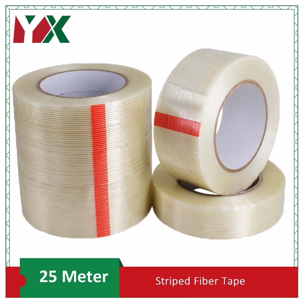 25M Strong Filament Transparent Striped Fiber Electrical Fixed Glass Steel Plate Strapping Model Sealing Tape