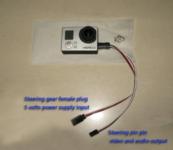 Gopro USB TO AV Video Output & 5V DC power BEC input Cable plug Gopro/Gopro 3 USB TO AV Video Output & 5V DC power BEC input