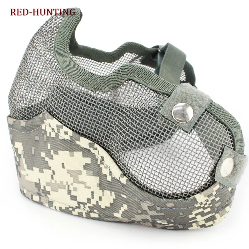 US Army ACU Multicam Tactics Half face metal net mesh protect mask airsoft hunting Military