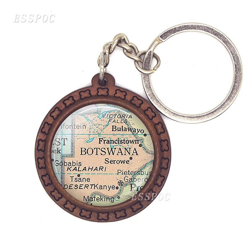 Botswana Map Key Chain New Design West Virginia Map Wooden Key Jewelry Car Keychain Men's Gift