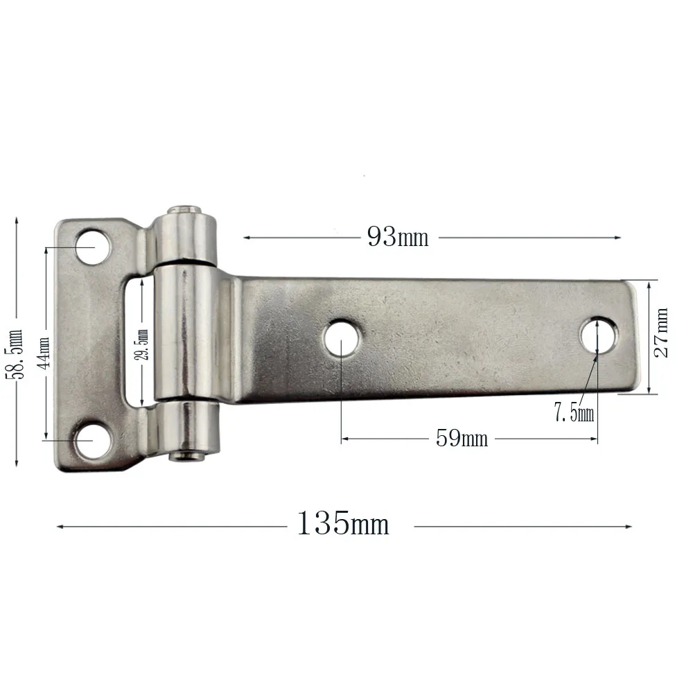 Marine Grade Stainless T Type Container Hinge Forged Truck Vehicle Hinge with 4 Fixing Screw Holes 5pcs 135*58mm