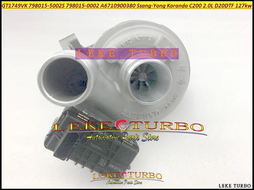 

Turbo GT1749VK 798015 798015-5002S 798015-0002 A6710900380 6710900380 Turbocharger For Ssang-Yong Korando C200 2.0L D20DTF 127kw