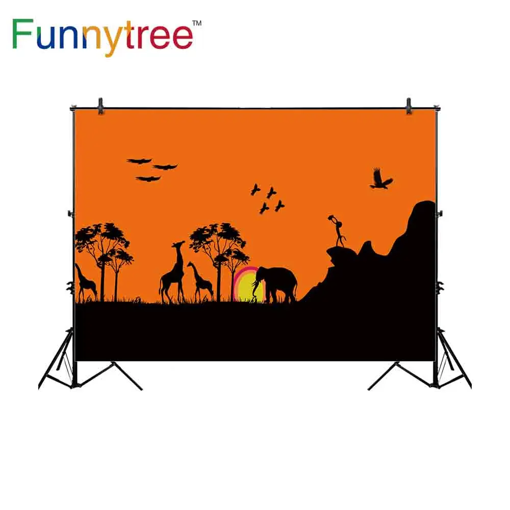 Funnytree خلفيات للتصوير الفوتوغرافي ليلة الحيوان الطيور الفيل الزرافة الأسود الكرتون جبل الطفل طبيعة fotografia خلفية