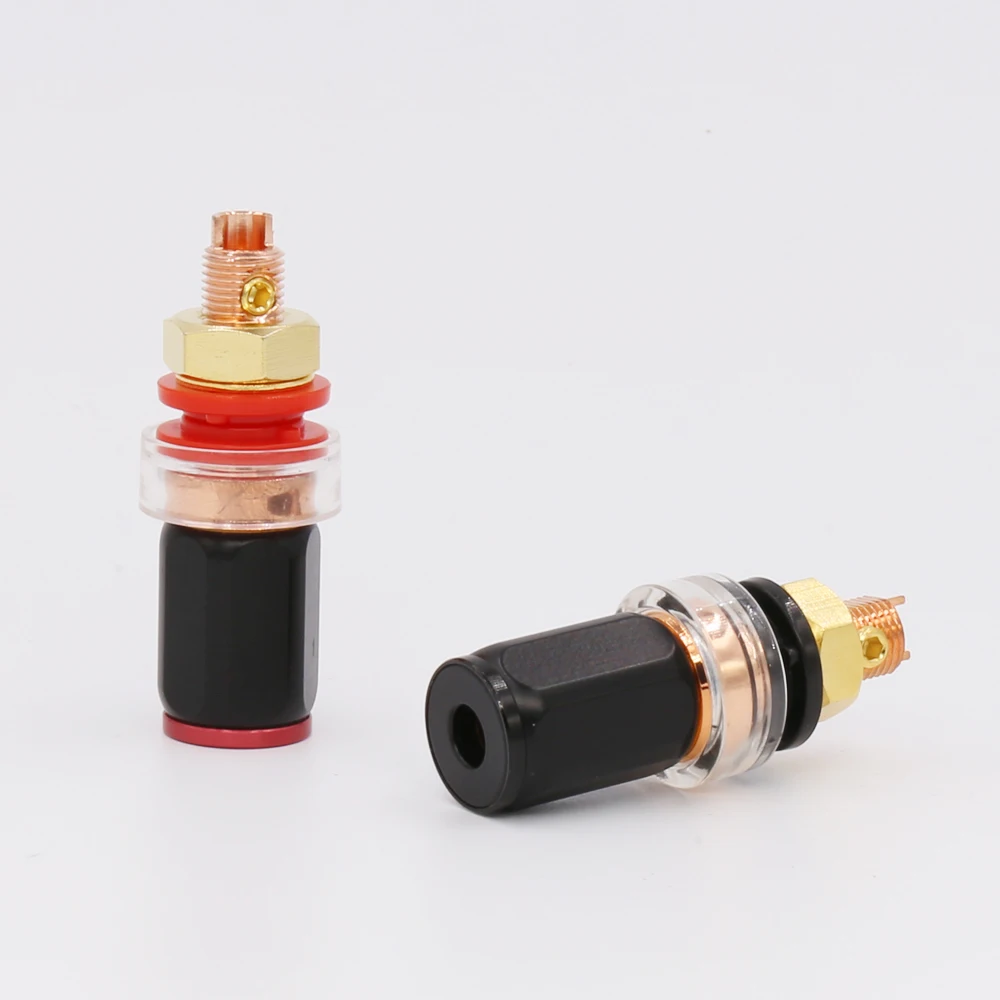 Miễn phí vận chuyển 4 cái phong cách Thụy Sĩ Tinh Khiết Red Copper Mạ Amplifier Loa Thiết Bị Đầu Cuối Binding Bài