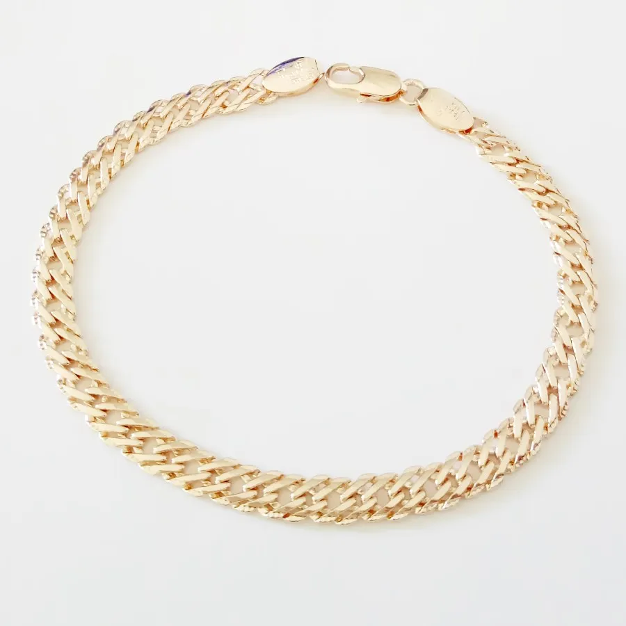 Fashion Bracelet Rose 585 Gold Color Jewelry Men Bracelet 5MM Wide 19CM Long Hand Charms Bracelet  For Men and Women